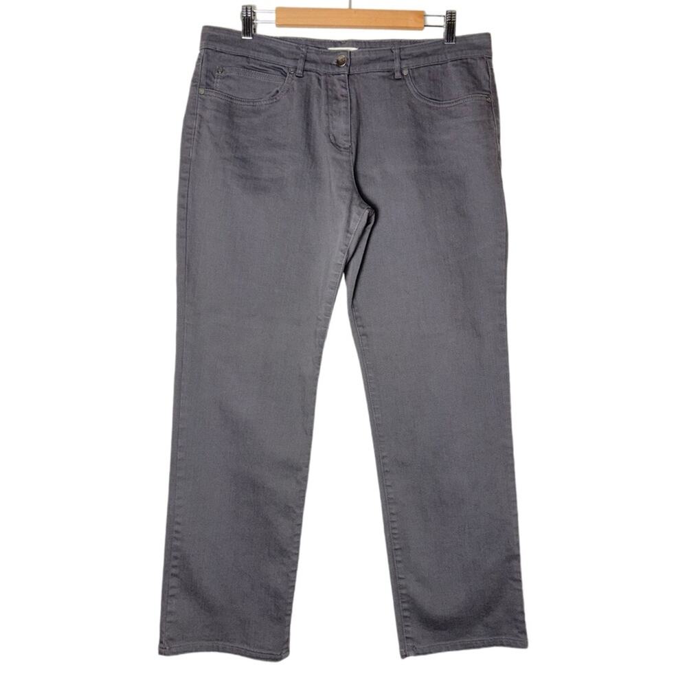 EILEEN FISHER Slim Fit High-Waisted Jeans Organic Cotton Stretch Woman's LG Gray